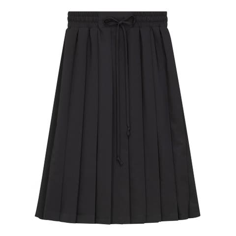 Pleated Large Elastic Waistband and Drawstring Skirt