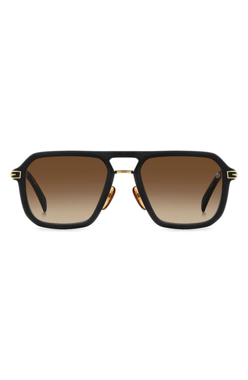 David Beckham Eyewear 56mm Navigator Sunglasses in Black Gold/Black Brown Green  product