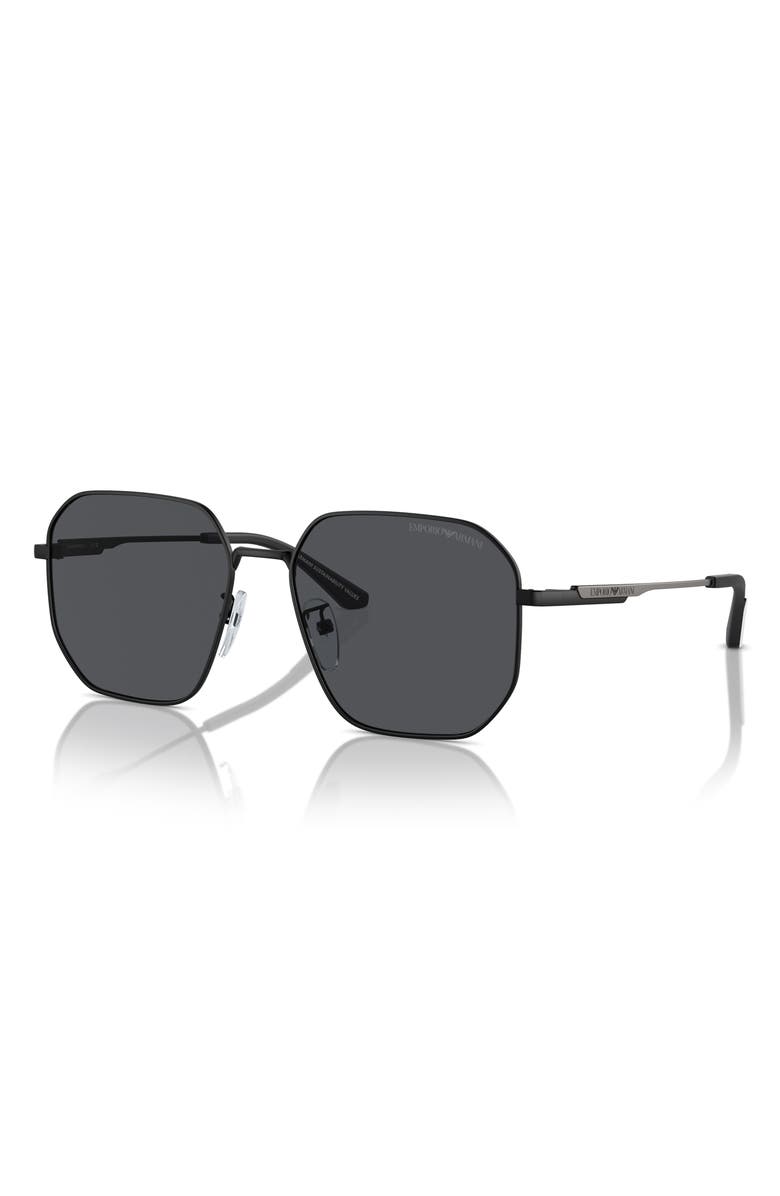 Emporio Armani 57mm Pilot Sunglasses, Alternate, color, Matte Black / Dark Grey