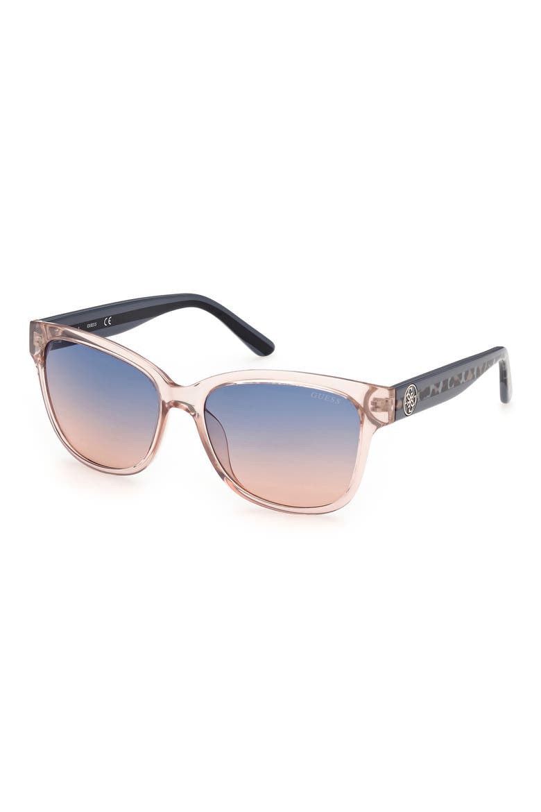 Square Sunglasses, Alternate, color, SHINY BEIGE / GRADIENT BLUE