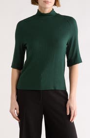 GO COUTURE Mock Neck Short Sleeve Sweater
