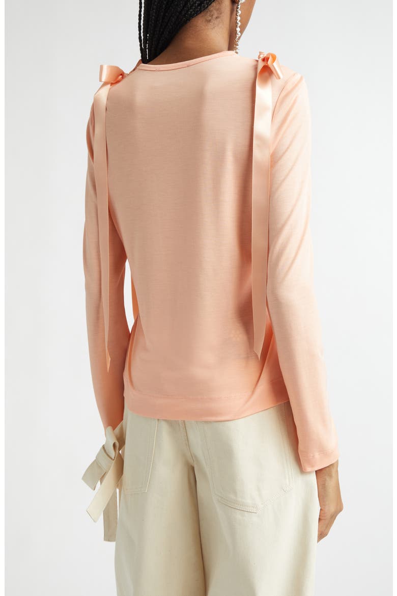 Bow Ribbon Tail Long Sleeve T-Shirt, Alternate, color, CLEMENTINE