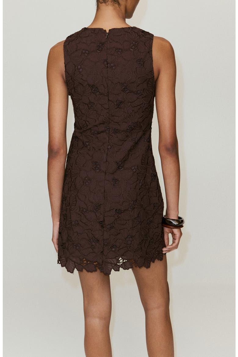 Floral Embroidered Cutout Dress, Alternate, color, BROWN