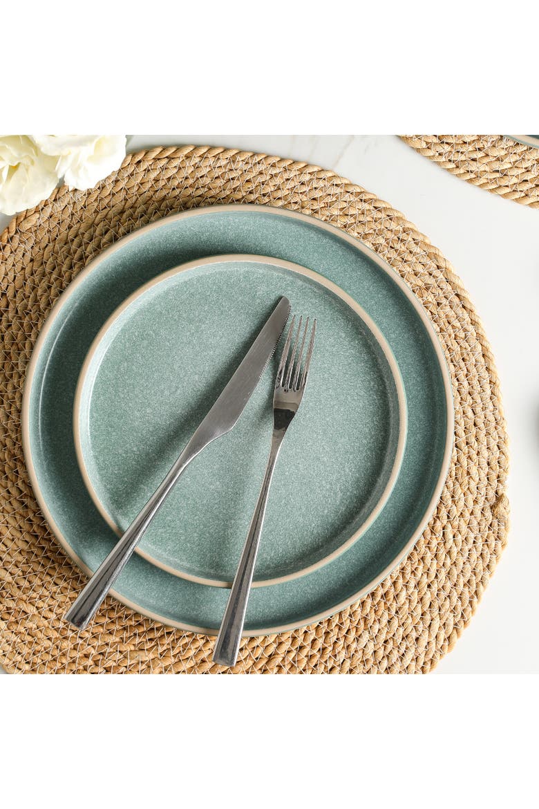 Amber Stoneware 12-Piece Dinnerware Set, Alternate, color, Green