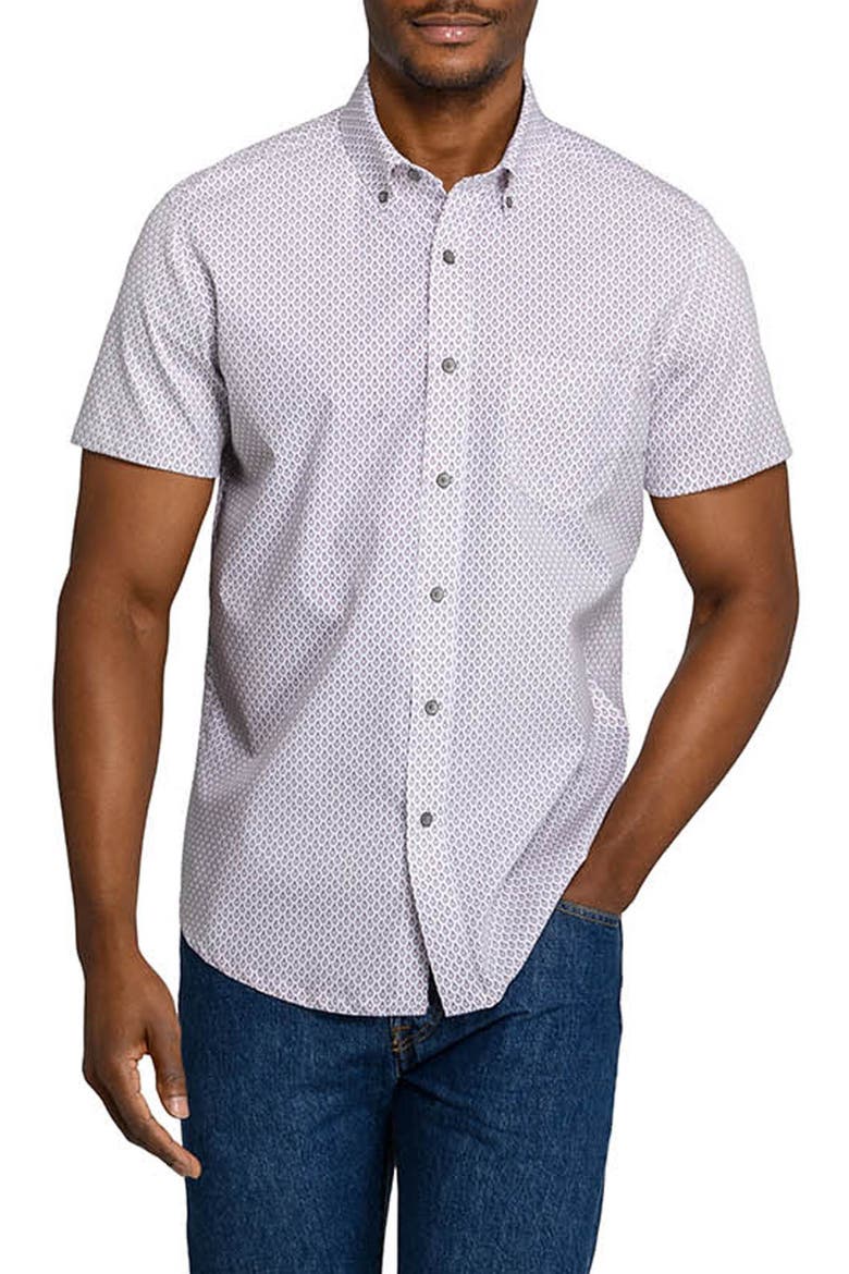 Raindrop Reworked Button Down Shirt, Main, color, WHITE/ PINK