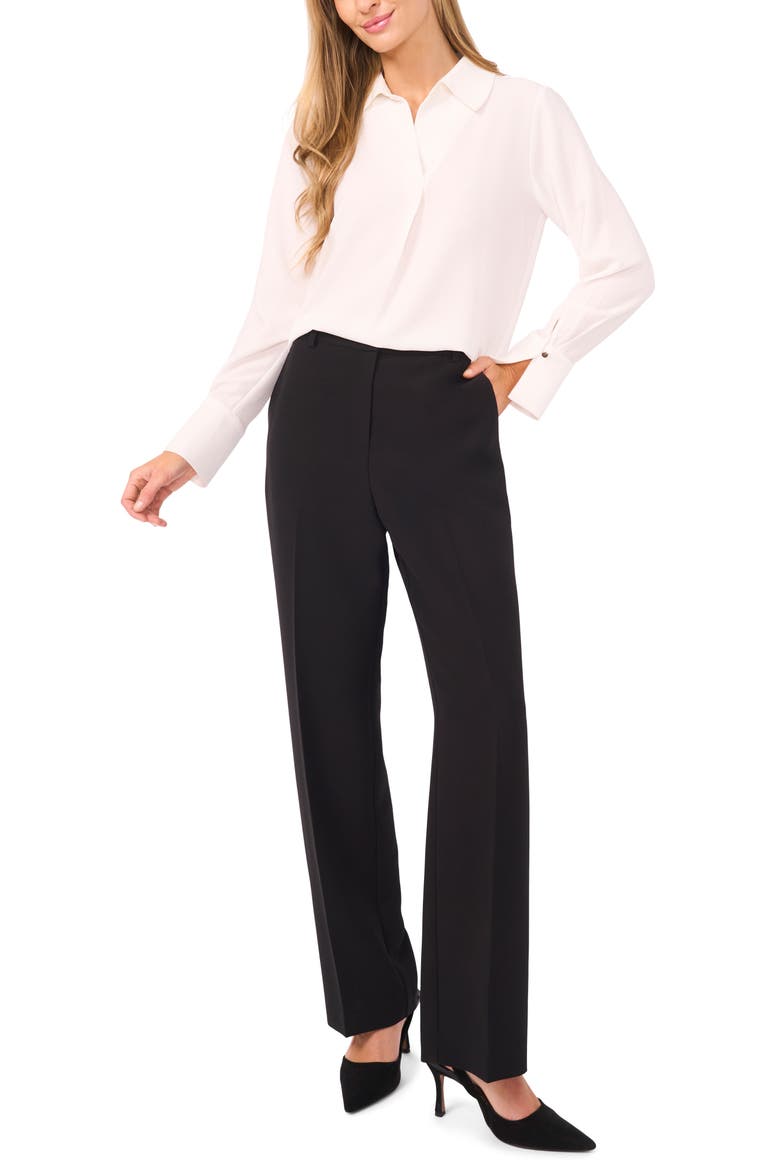 Tonal Stripe Collared Split Neck Top, Alternate, color, NEW IVORY