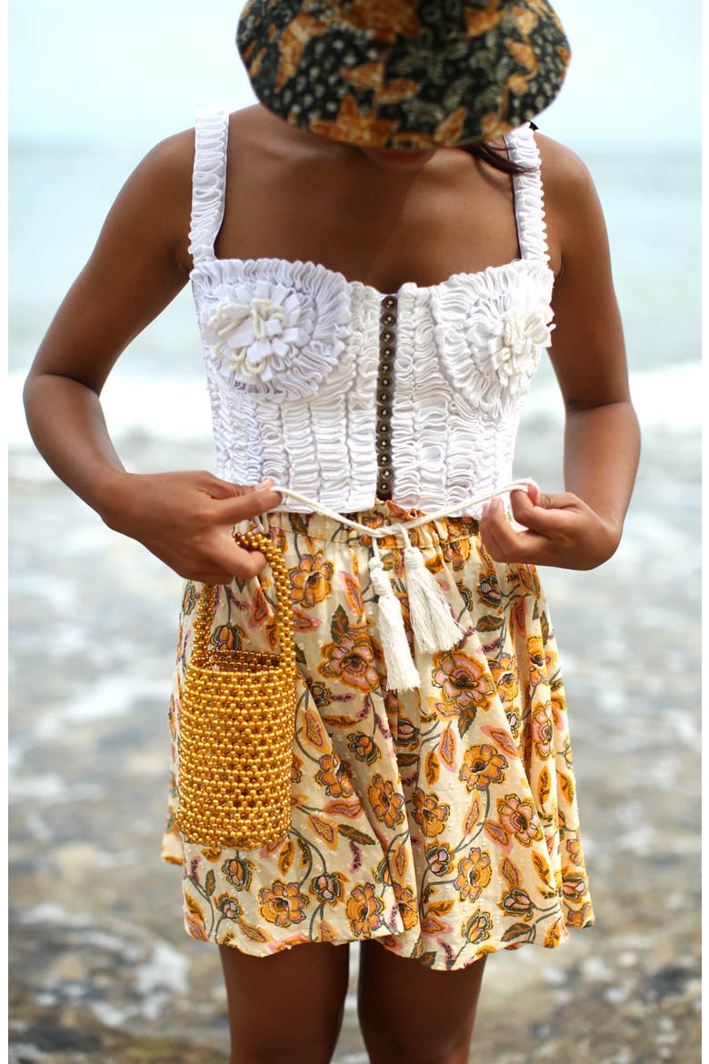Sekar Floral Skort | High-Waisted Cotton Skirt Shorts, Alternate, color, Yellow