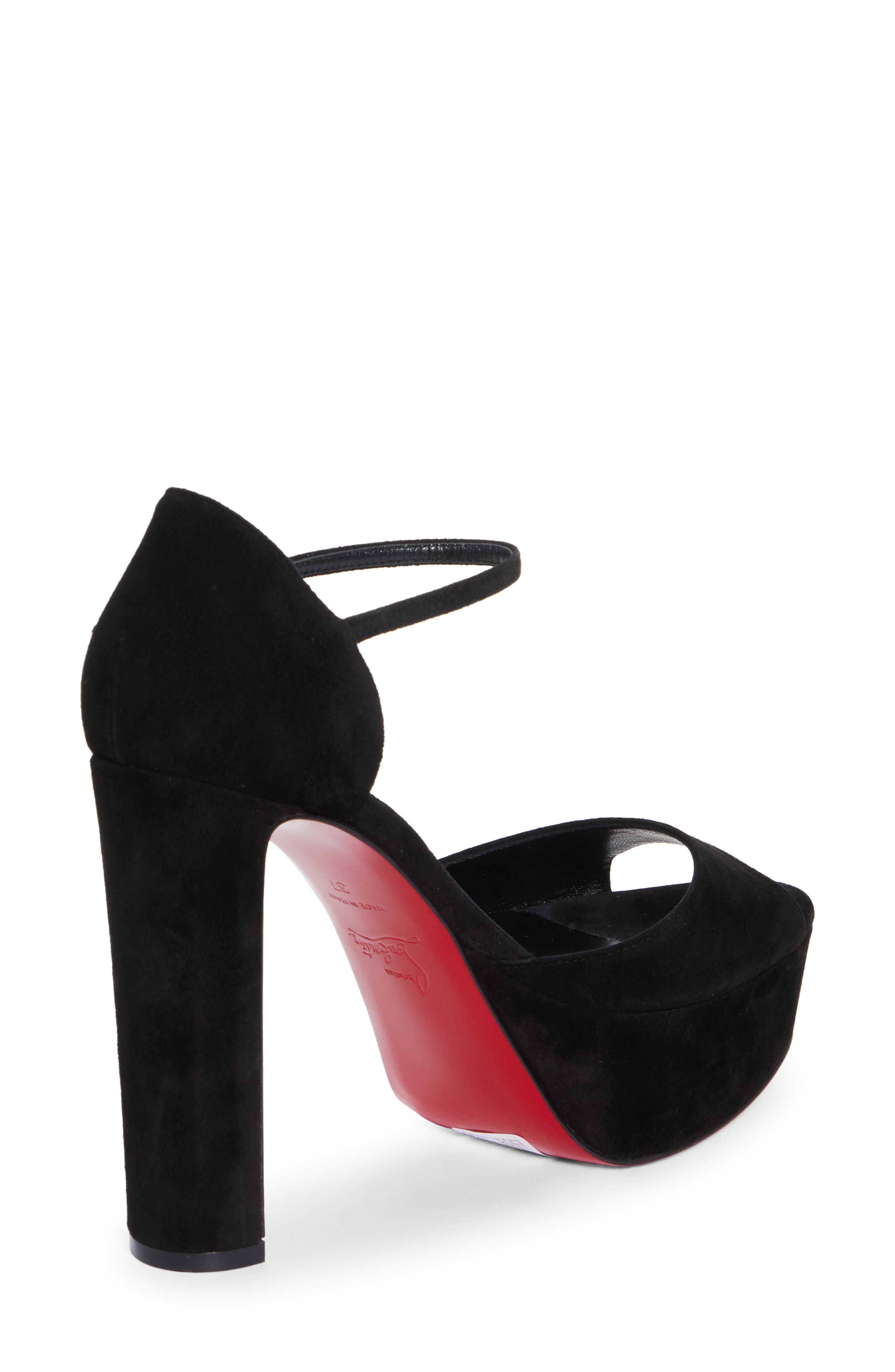 Christian Louboutin Sandaloo Peep-Toe Sandal, Alternate, color, Black