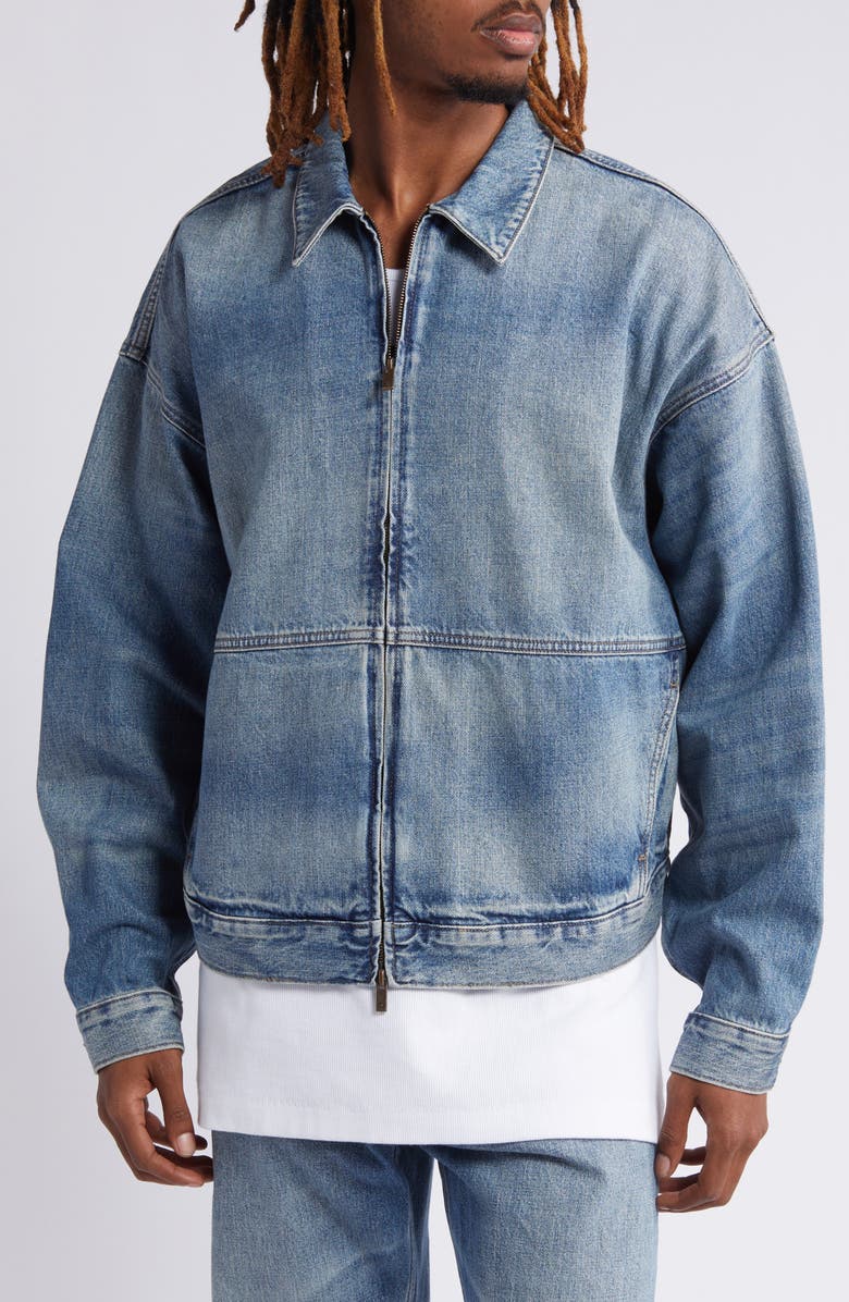 Fear of God Essentials Zip Denim Jacket, Alternate, color, 
