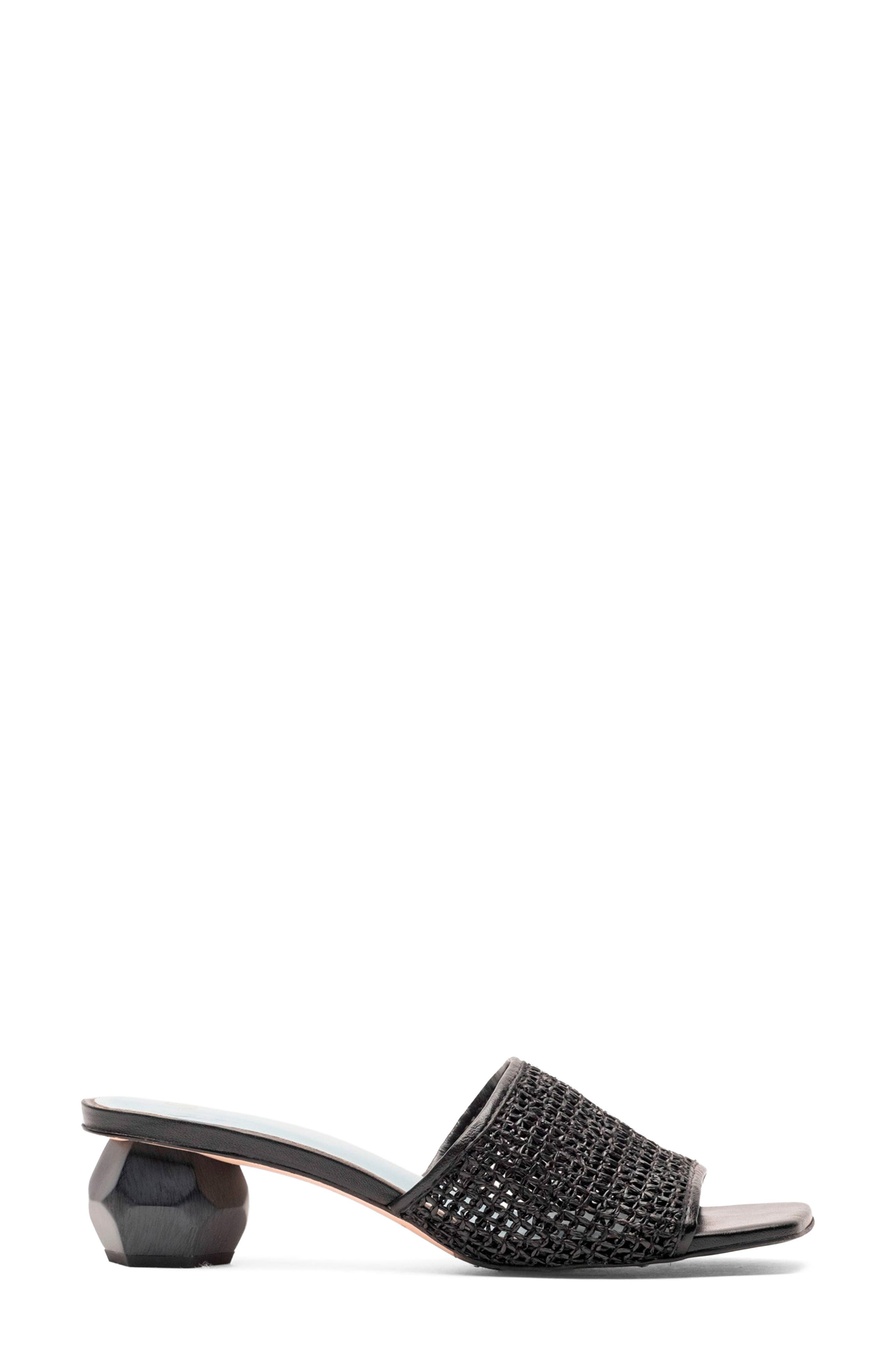 Frances Valentine Raffia Block Heel Sandal, Alternate, color, Black