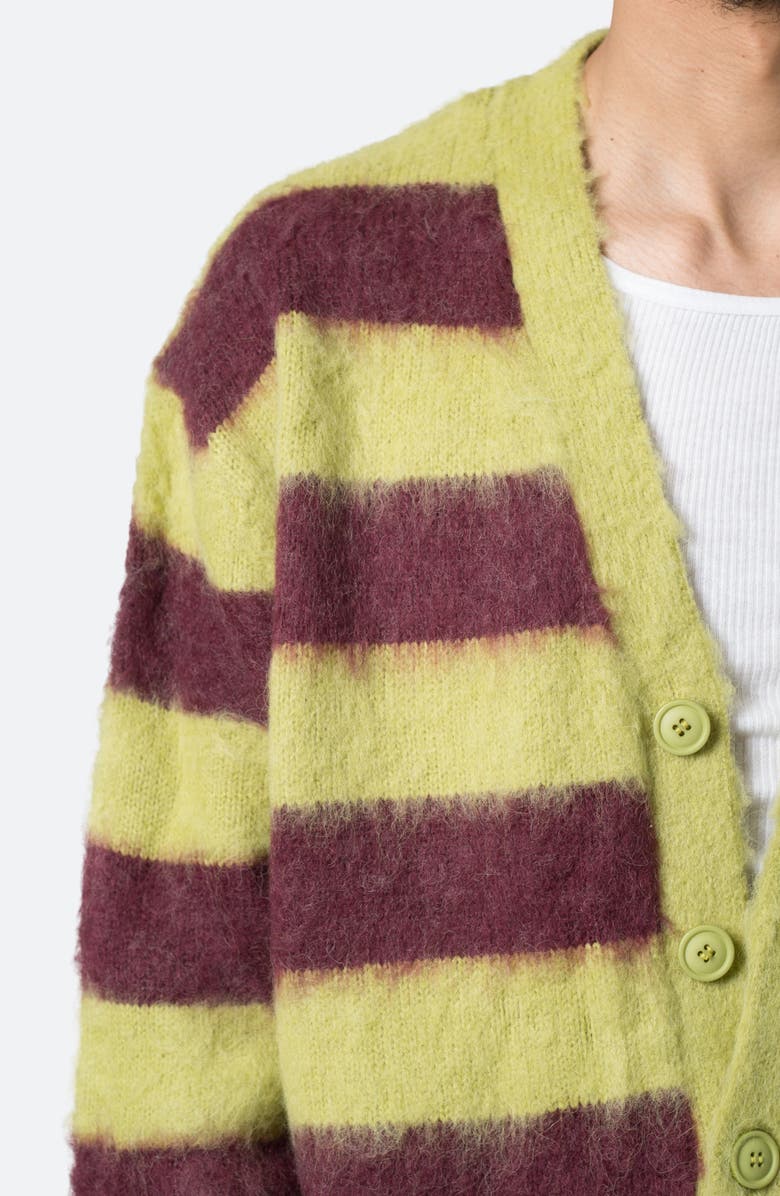 mnml Striped Cardigan, Alternate, color, Green/ Brown