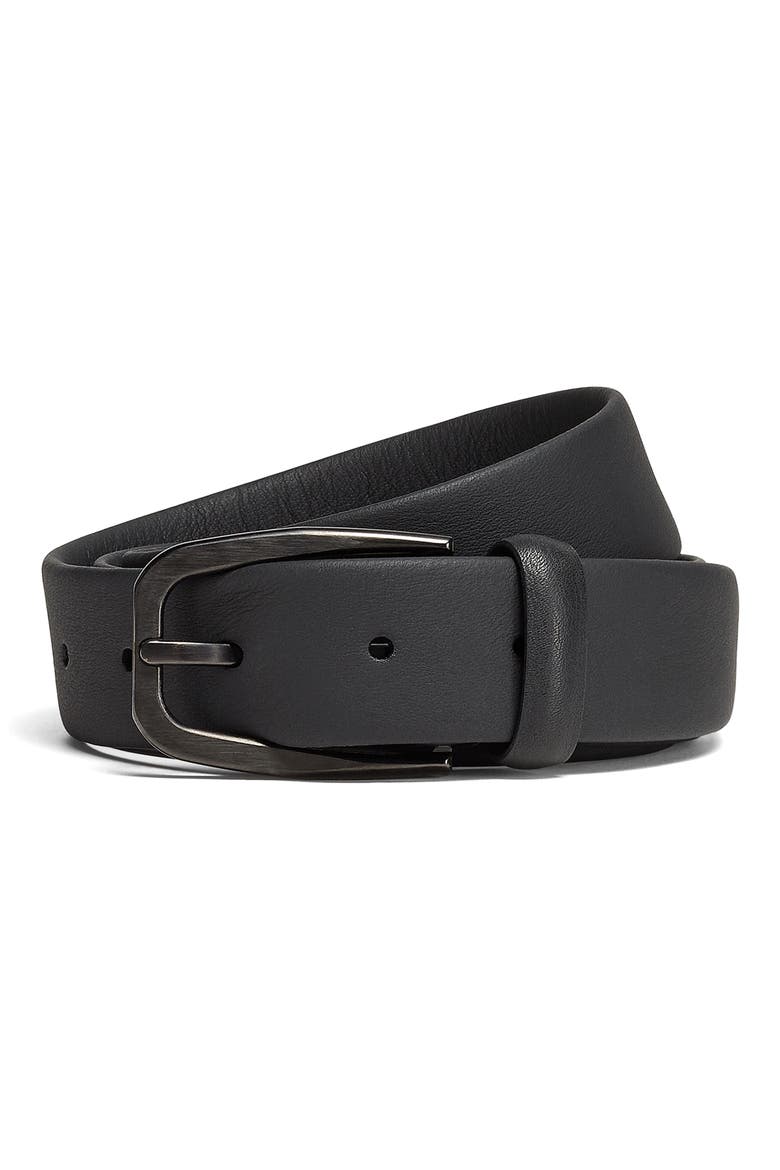 Leather Belt, Main, color, BLACK