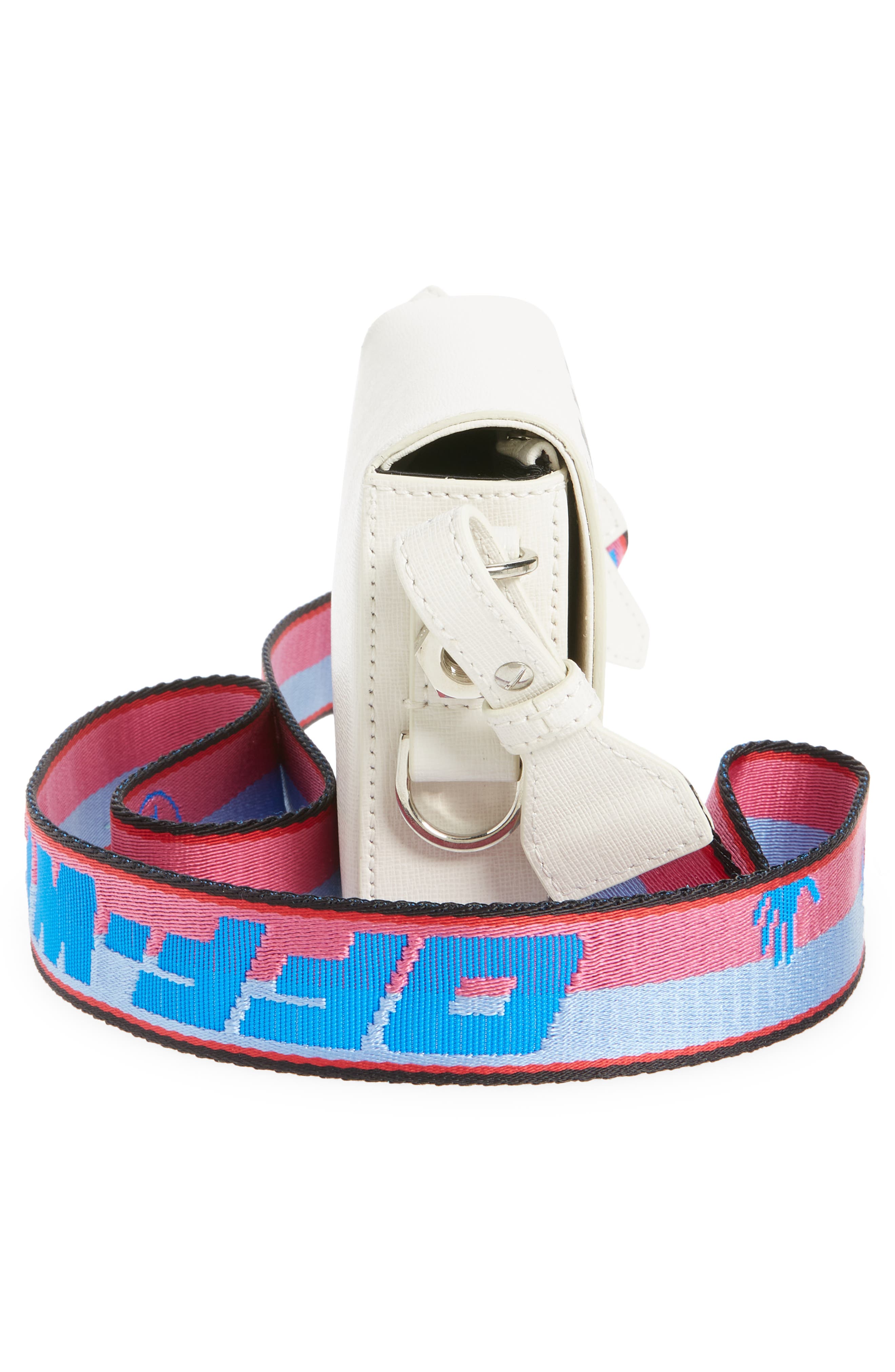 Off-White Mini Diagonal Stripe Saffiano Leather Flap Bag, Alternate, color, 