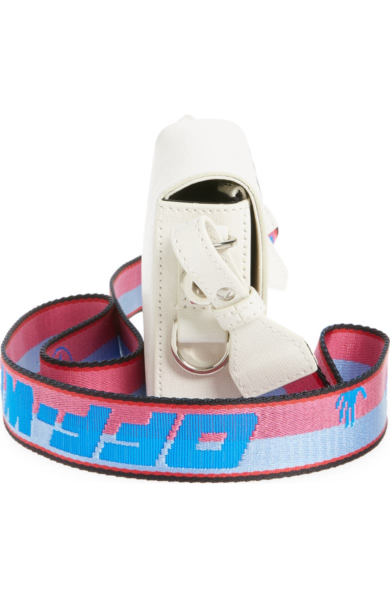 Off-White Mini Diagonal Stripe Saffiano Leather Flap Bag, Alternate, color,