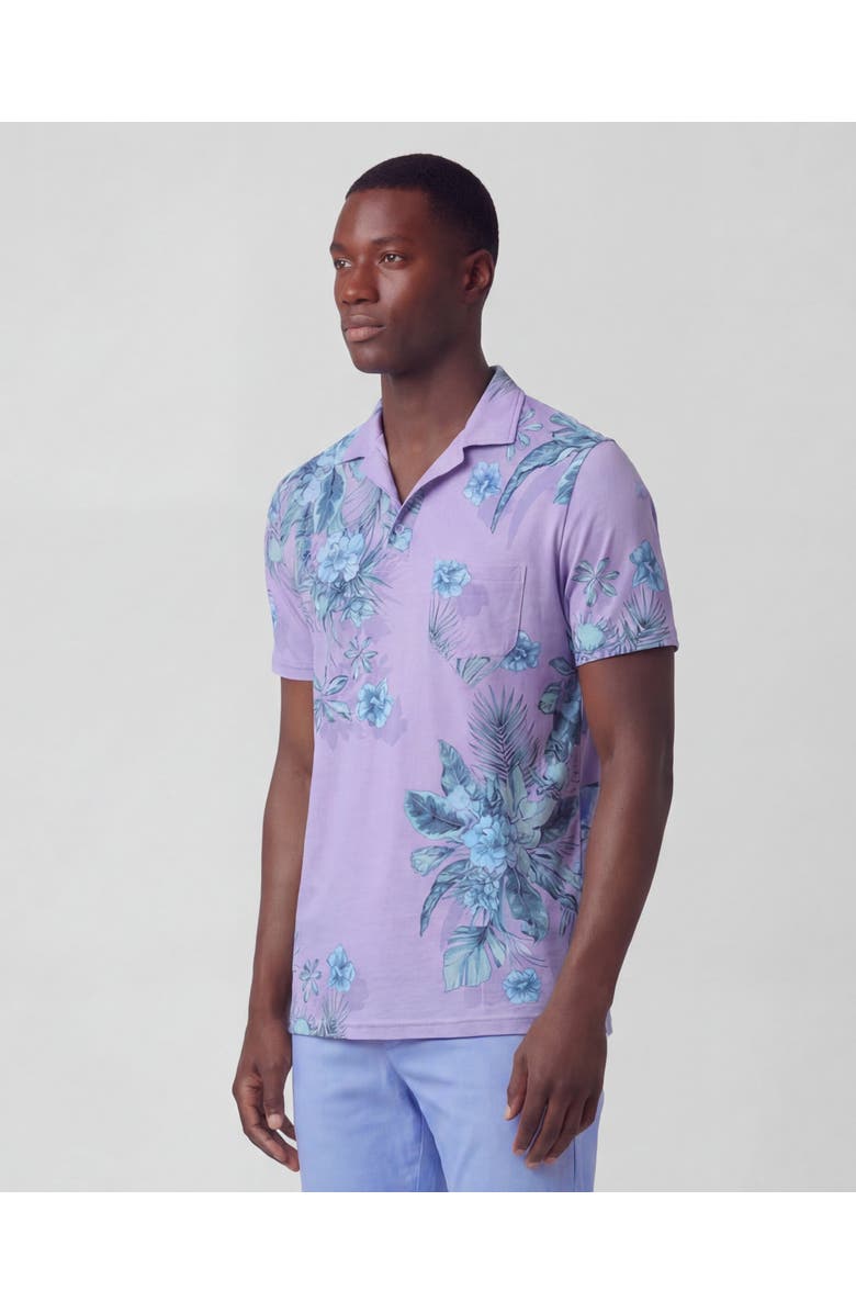 Lords of Harlech Mali Floral Lavender Mens Wool Johnny Collar Polo, Alternate, color, Mali Floral Lavender