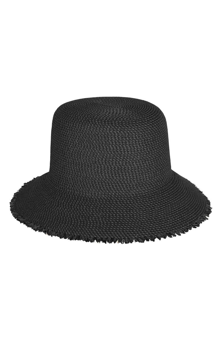 Eric Javits Squishee<sup>®</sup> Straw Bucket Hat, Main, color, Black