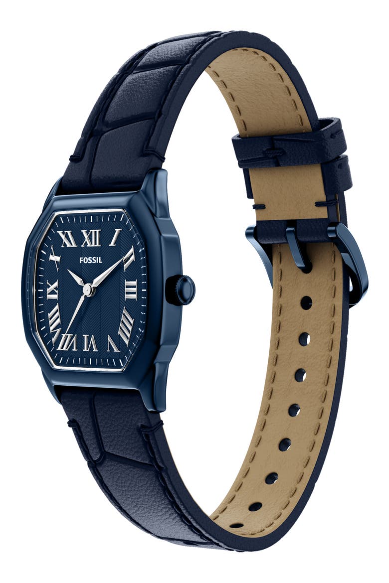 Harlow Navy Leather Strap Watch, 32mm, Alternate, color, NAVY