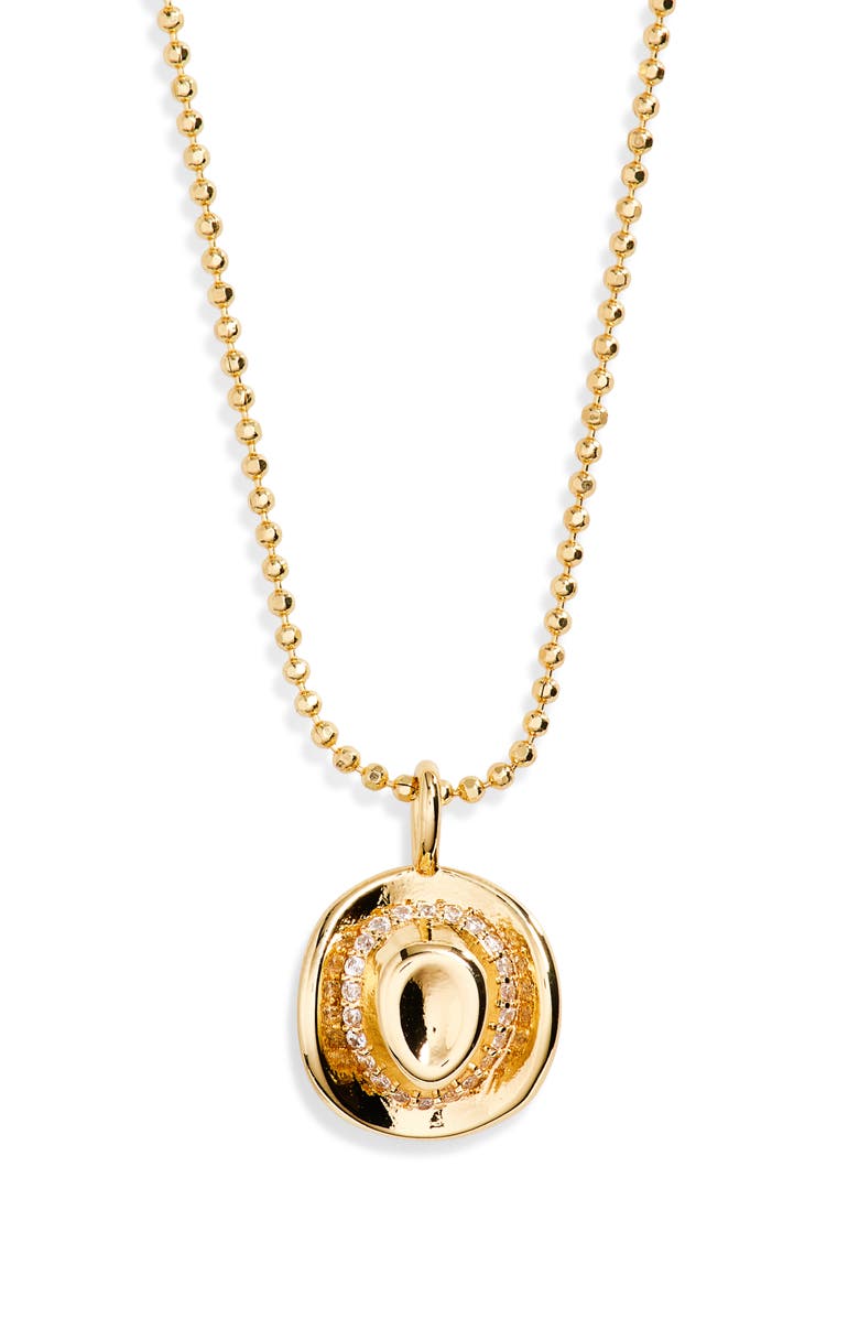 Leith CZ Cowboy Hat Pendant Necklace, Alternate, color, Clear- Gold