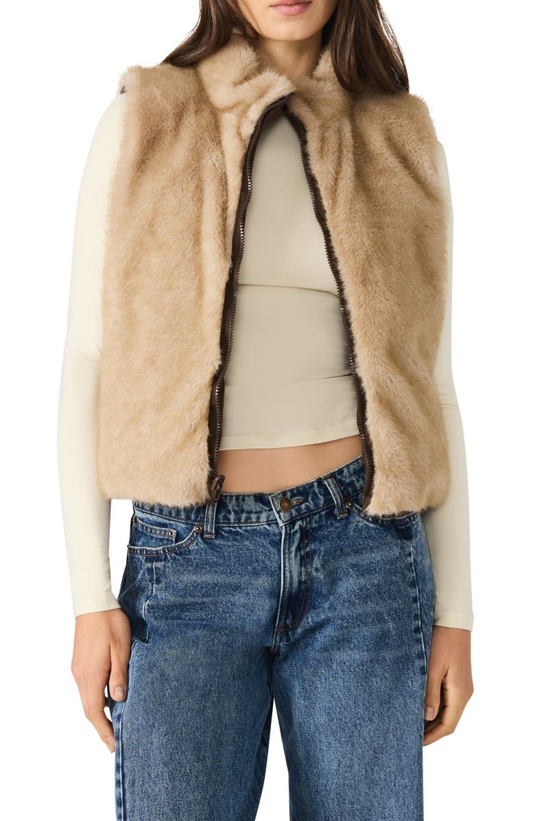 Steve Madden Brady Quilted & Faux Fur Vest, Alternate, color, Dark Espresso