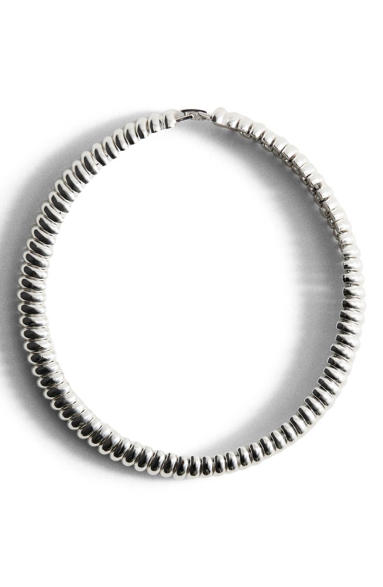 MANGO x Kaia Gerber Embossed Necklace, Main, color, Silver