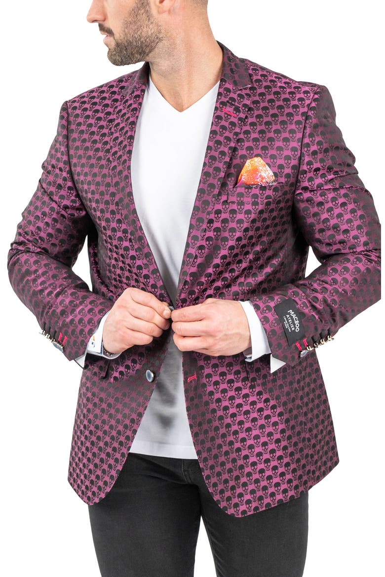 Skullrepeat Pink Jacquard Blazer, Alternate, color, PINK
