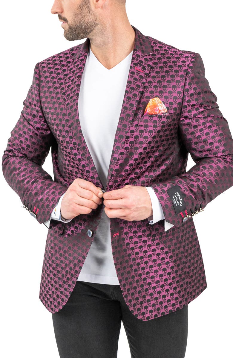 Maceoo Skullrepeat Pink Jacquard Blazer, Alternate, color, Pink