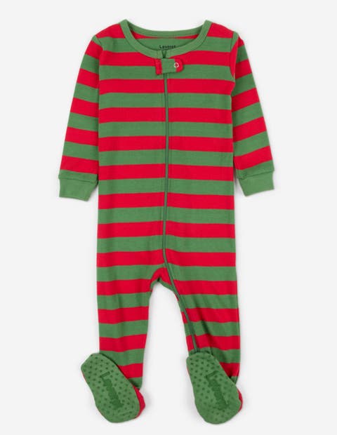 Footed Striped Cotton Matching Family Holiday Pajamas (Baby)