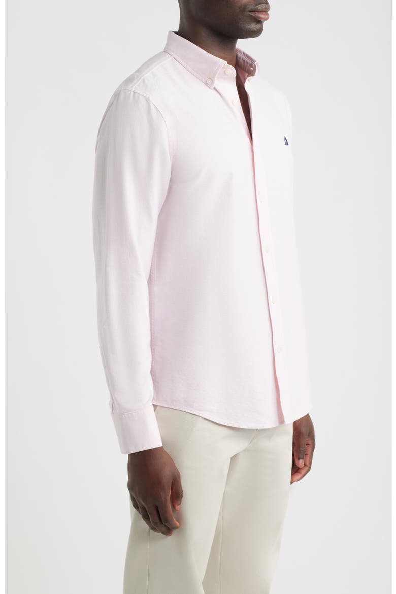 Sailboat Emblem Cotton Button-Down Oxford Shirt, Alternate, color, PINK - WHITE