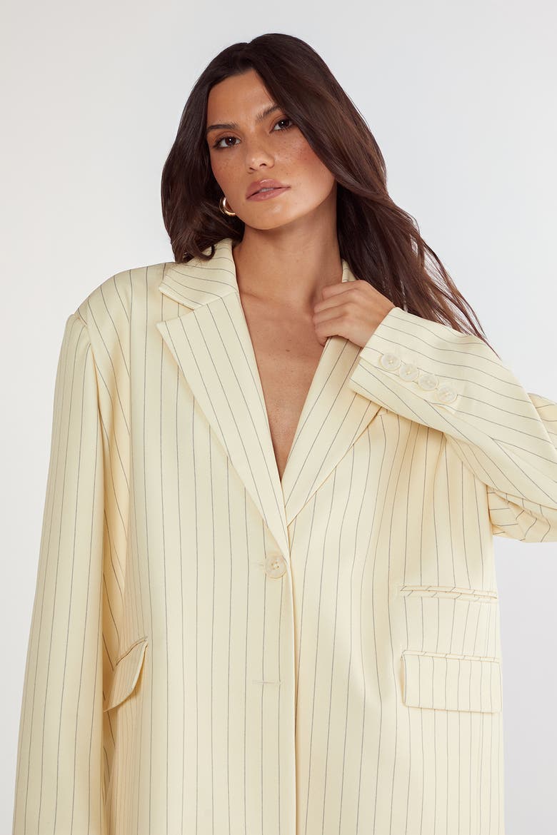 Oversized Pinstripe Tailored Blazer, Alternate, color, Butter