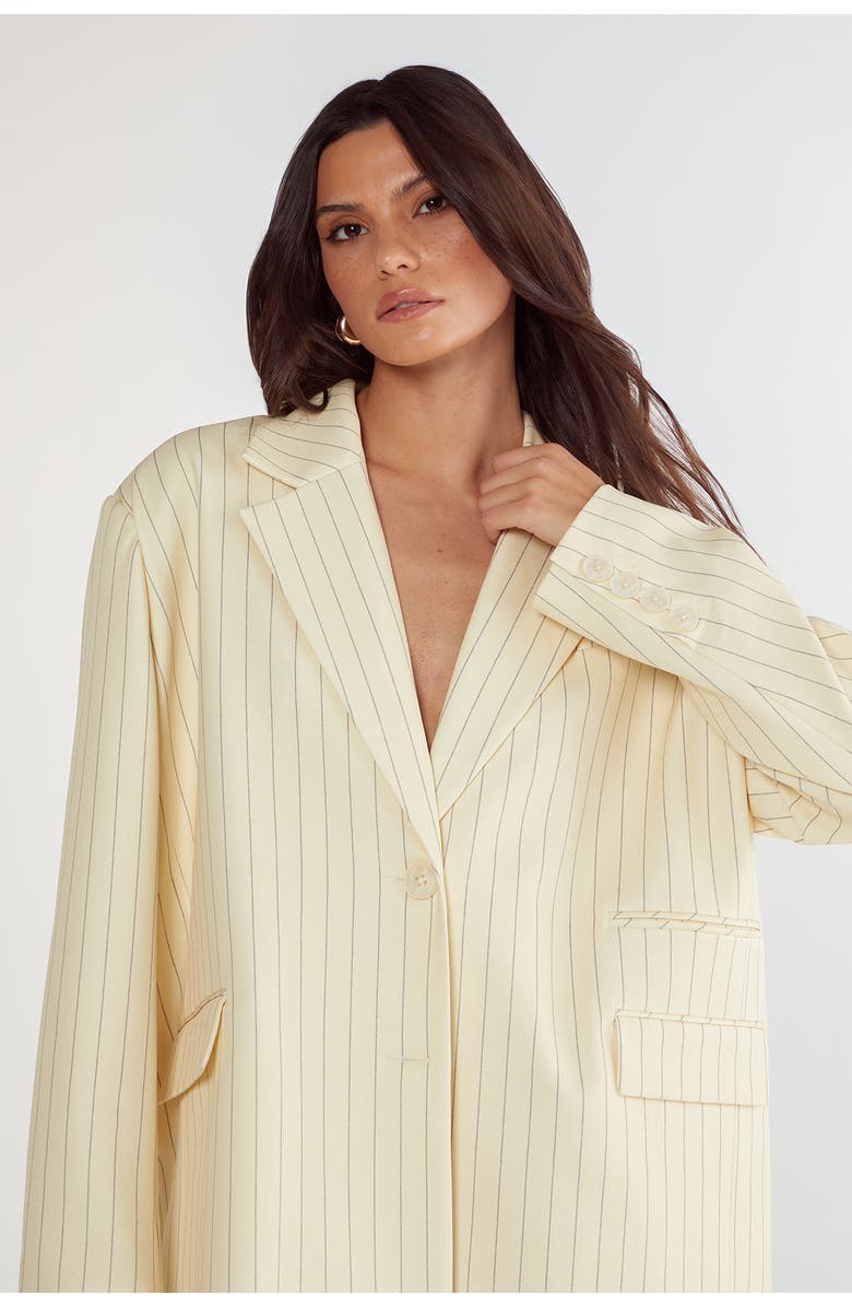 NASTY GAL Oversized Pinstripe Tailored Blazer, Alternate, color, Butter