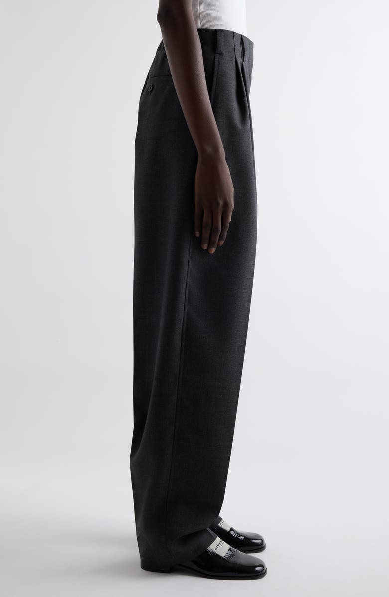 Givenchy Double Pleat Low Waist Wool Grain de Poudre Pants, Alternate, color, Grey Mix