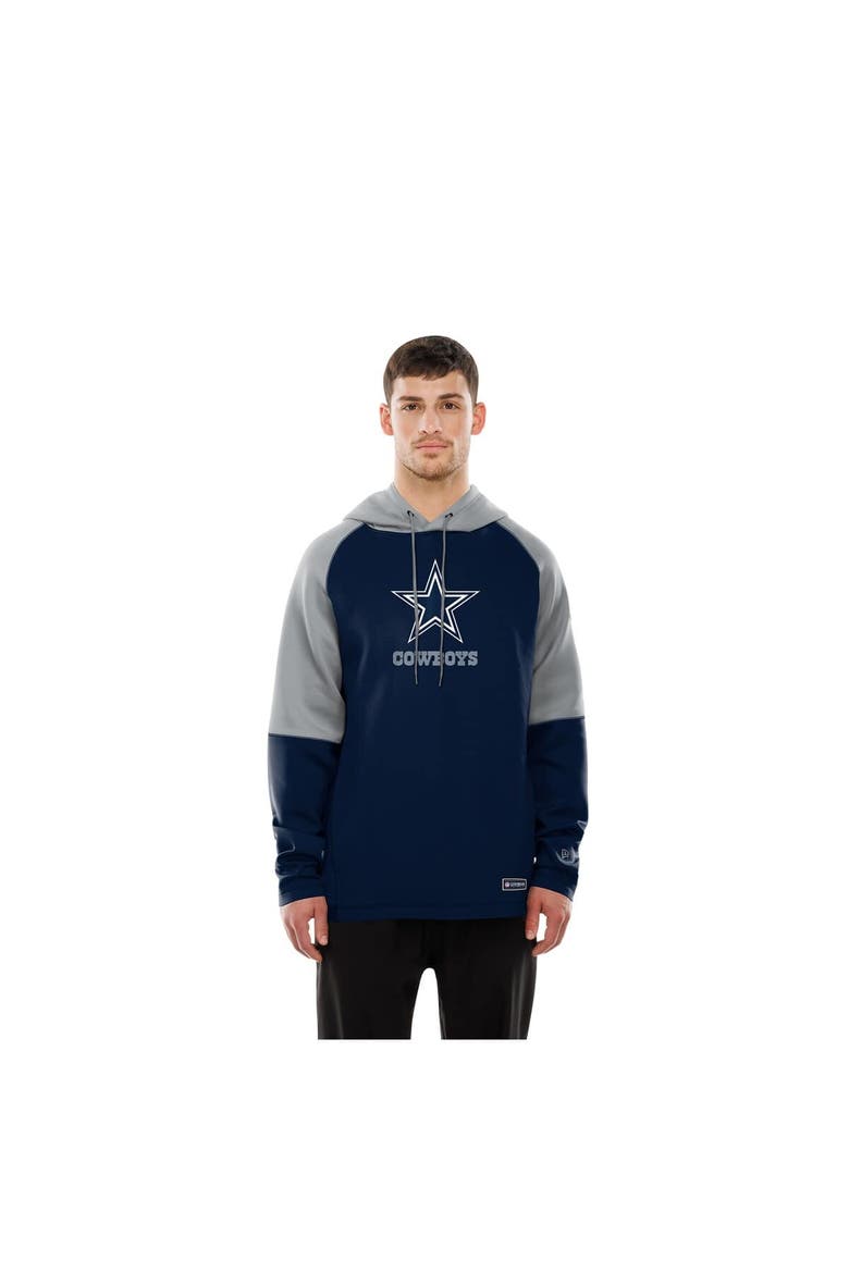 Men's New Era  Navy Dallas Cowboys Combine Authentic Color Block Raglan Pullover Hoodie, Alternate, color, Navy