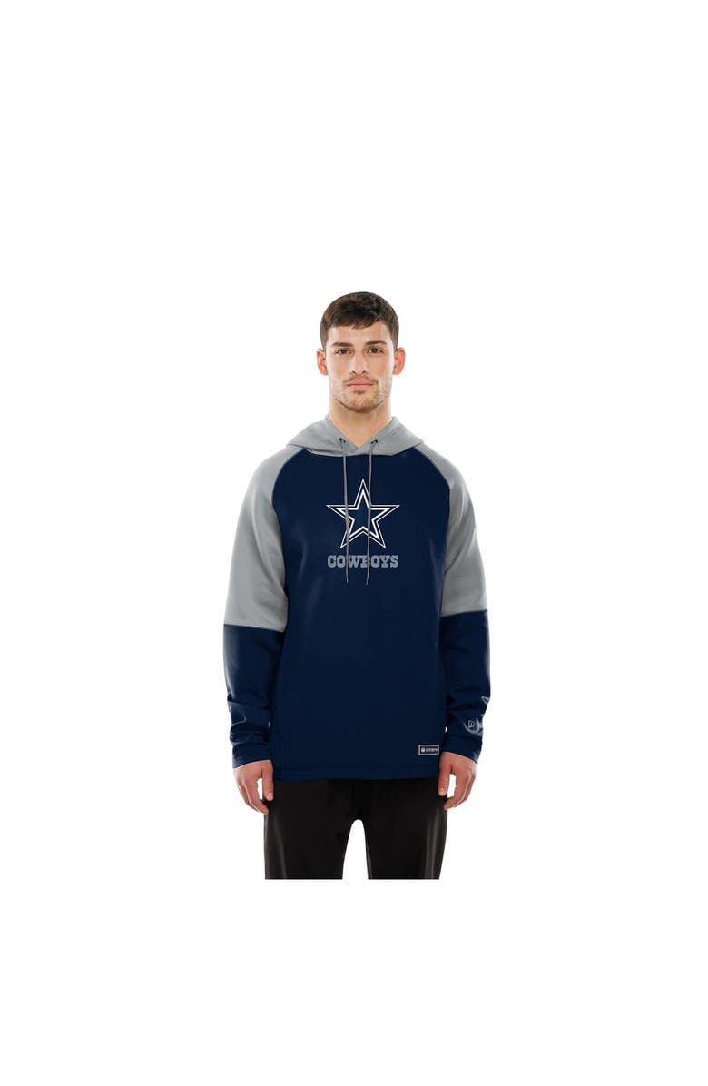 New Era Men's New Era  Navy Dallas Cowboys Combine Authentic Color Block Raglan Pullover Hoodie, Alternate, color, Navy