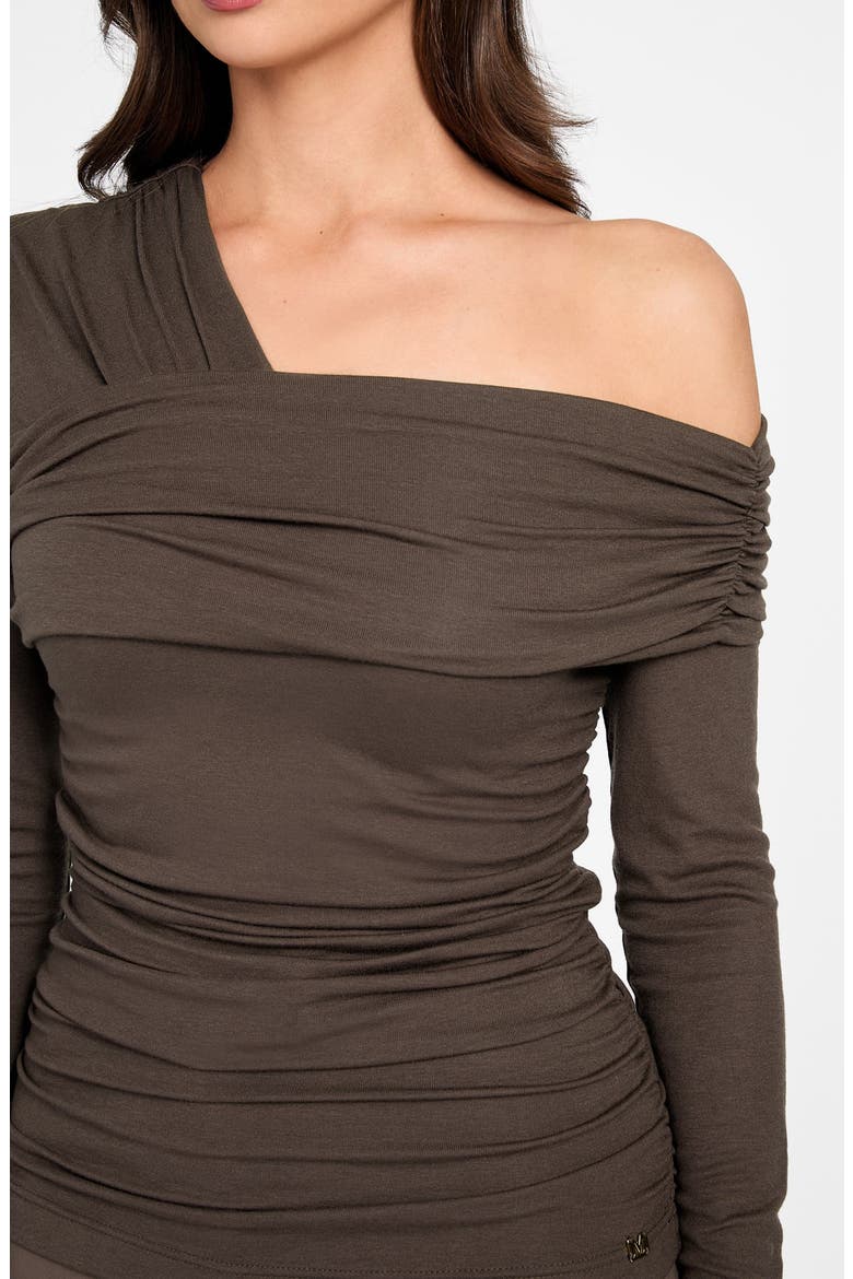 Astrid Shirred Asymmetric Top, Alternate, color, DARK