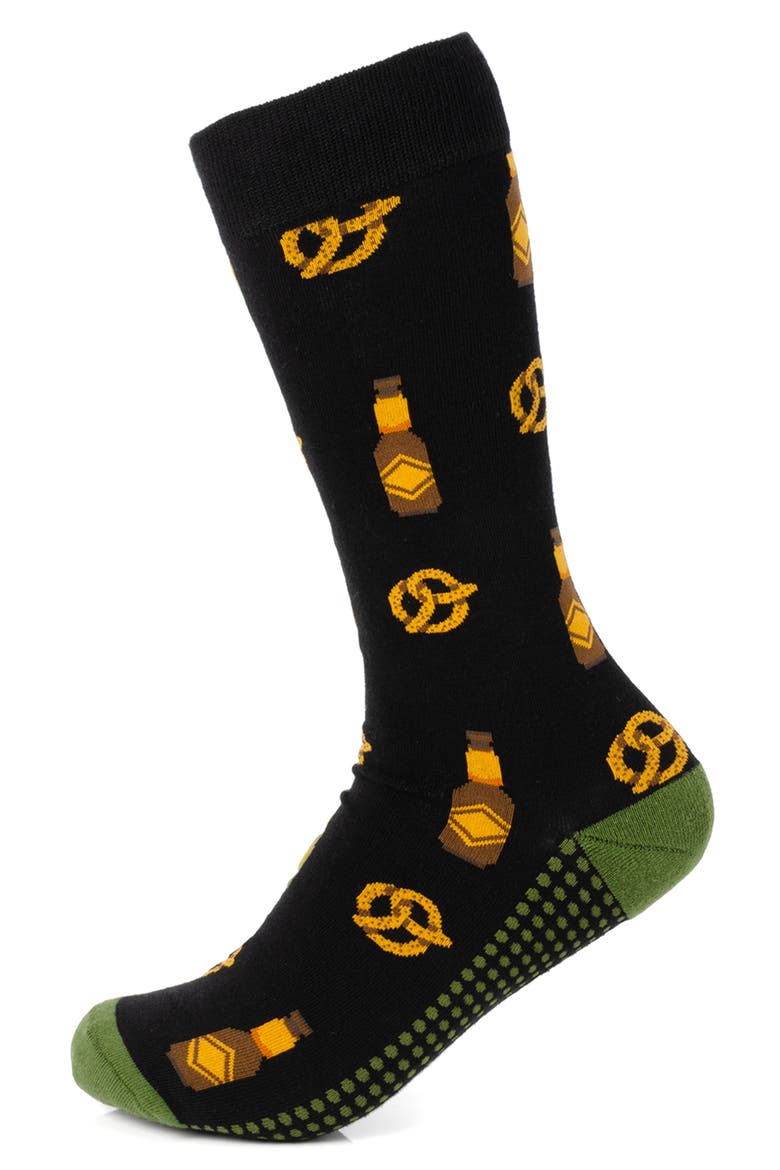 Beer Snacks Crew Socks, Main, color, BLACK