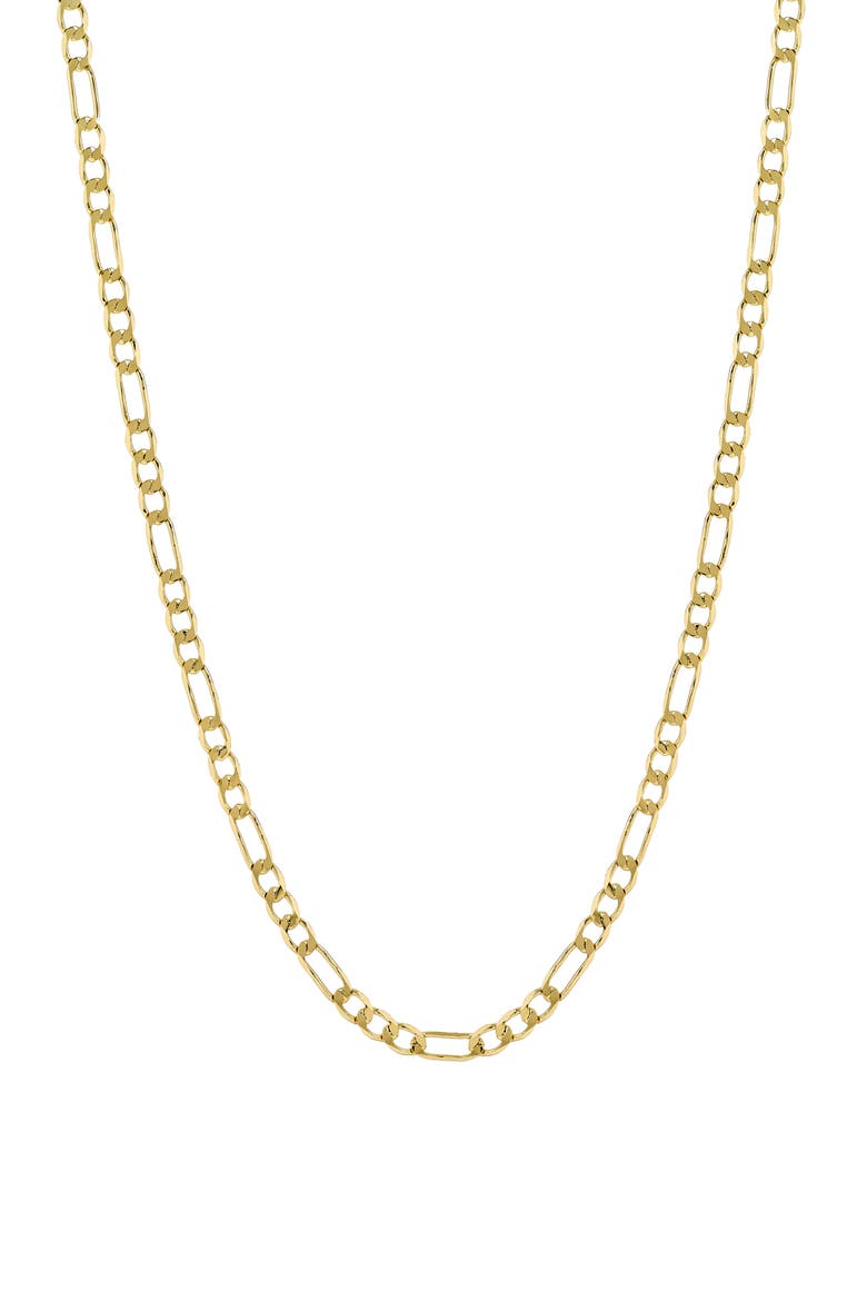 Men's 18K Gold Plated Figaro Chain Necklace & Bracelet Set, Alternate, color, GOLD