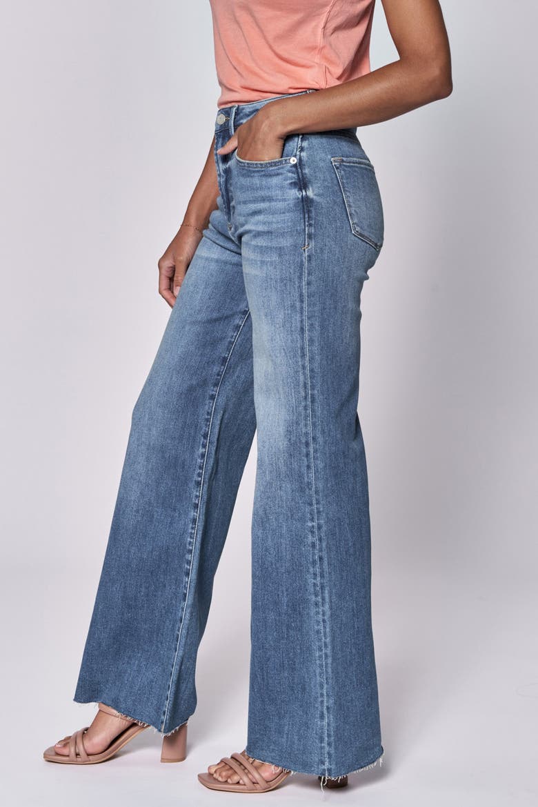 Fiona High Waist Raw Hem Wide Leg Jeans, Alternate, color, Natal