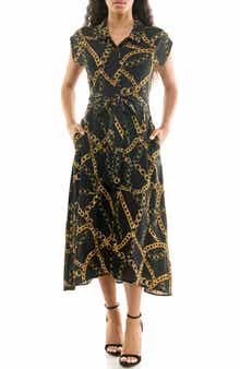 Nina Leonard Floral Short Sleeve Shirtdress