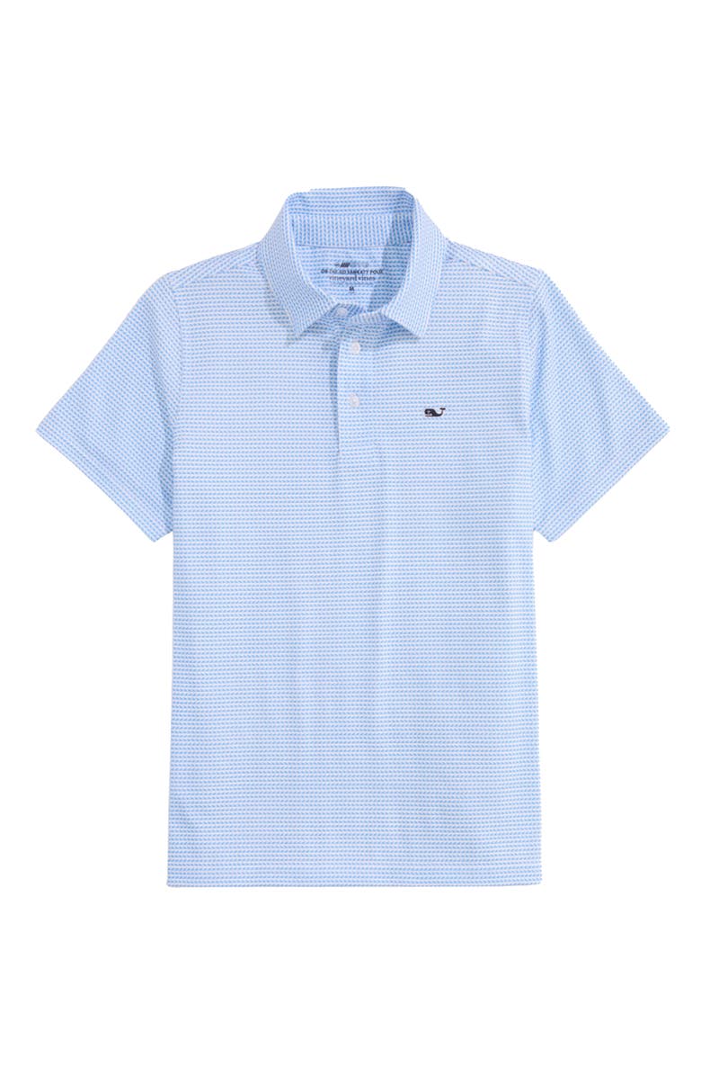 vineyard vines Kids' Print Polo, Main, color, Waves White/ Ocean