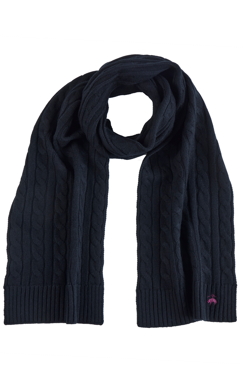 Brooks Brothers Cashmere Blend Classic Cable Scarf, Main, color, Black