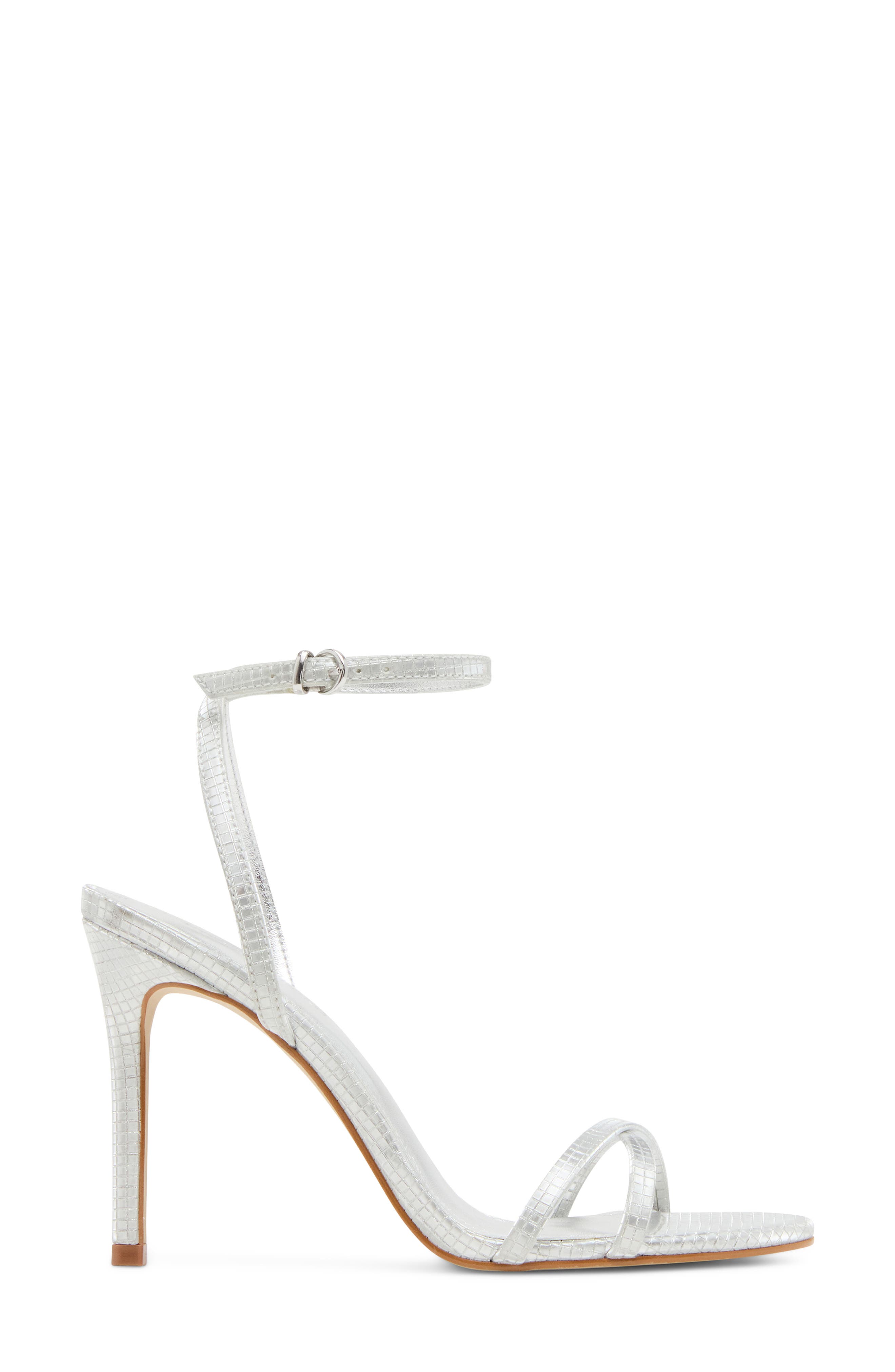 Ankle Strap Stiletto Sandal, Alternate, color, SILVER