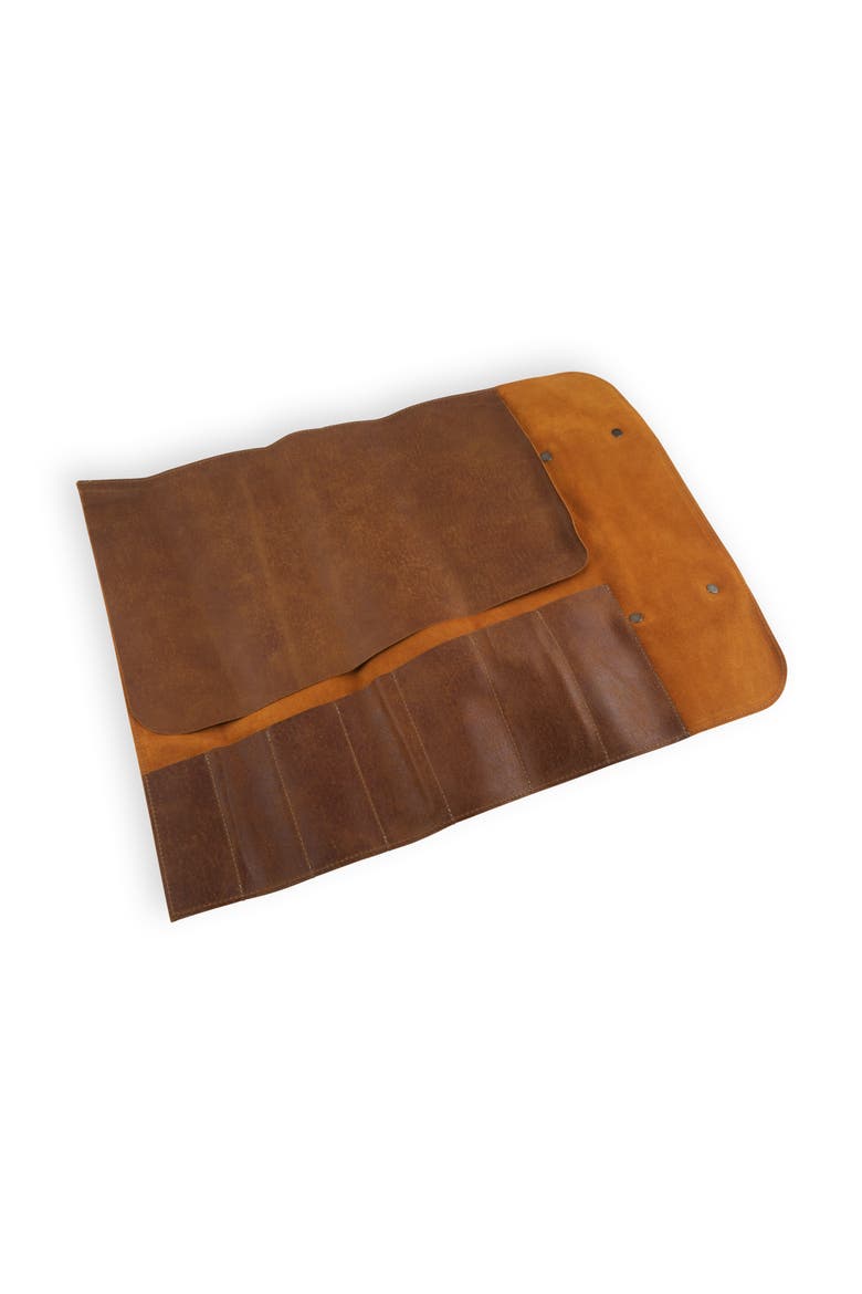 Vintage Leather Amber 7 Pocket Knife Roll, Alternate, color, Leather