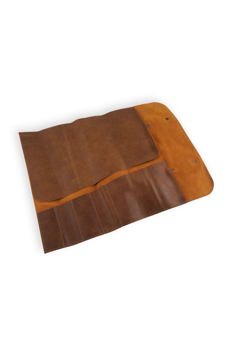 Messermeister Vintage Leather Amber 7 Pocket Knife Roll, Alternate, color, Leather