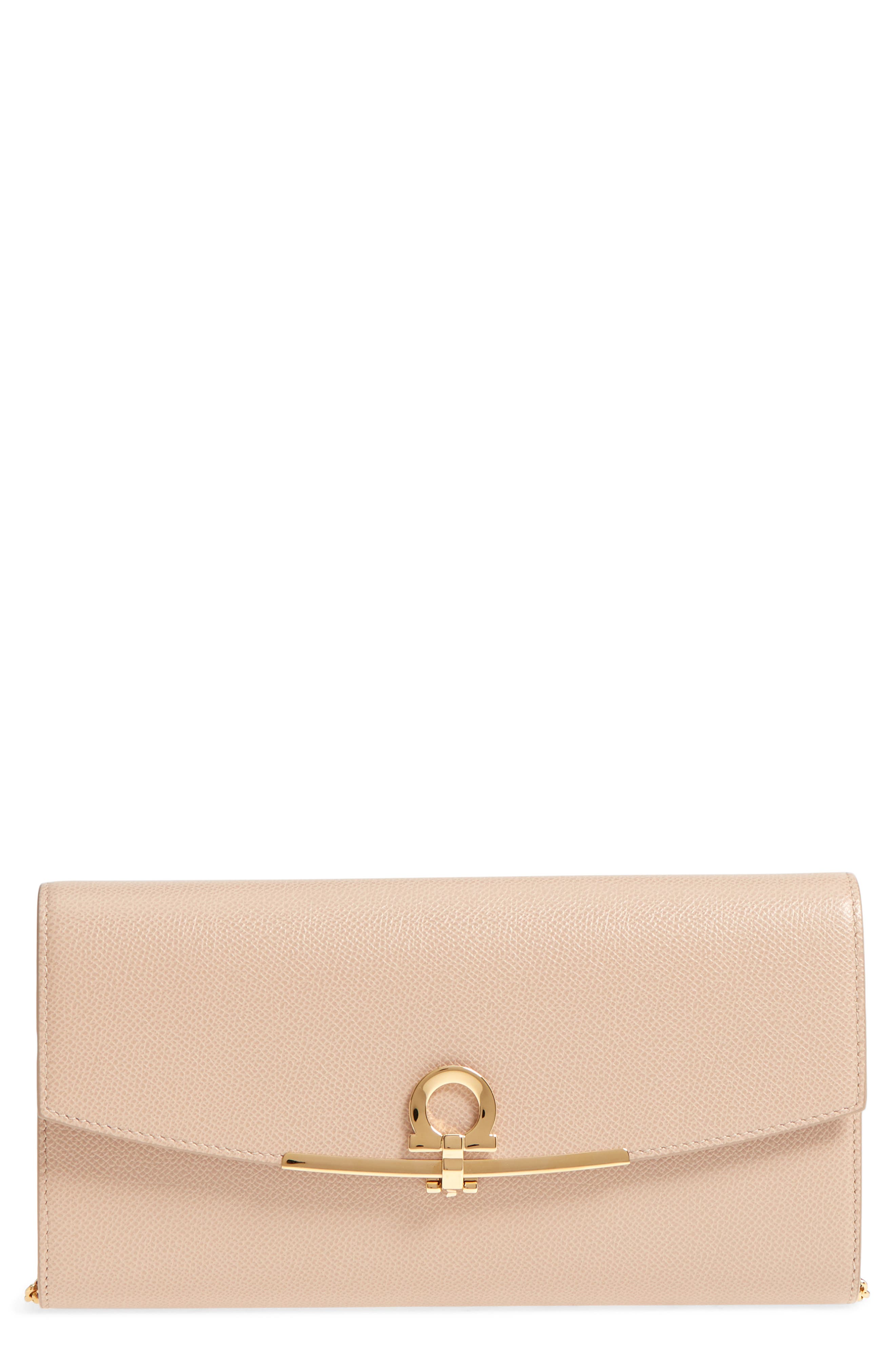 FERRAGAMO Salvatore Ferragamo Icona Leather Clutch, Main, color, 