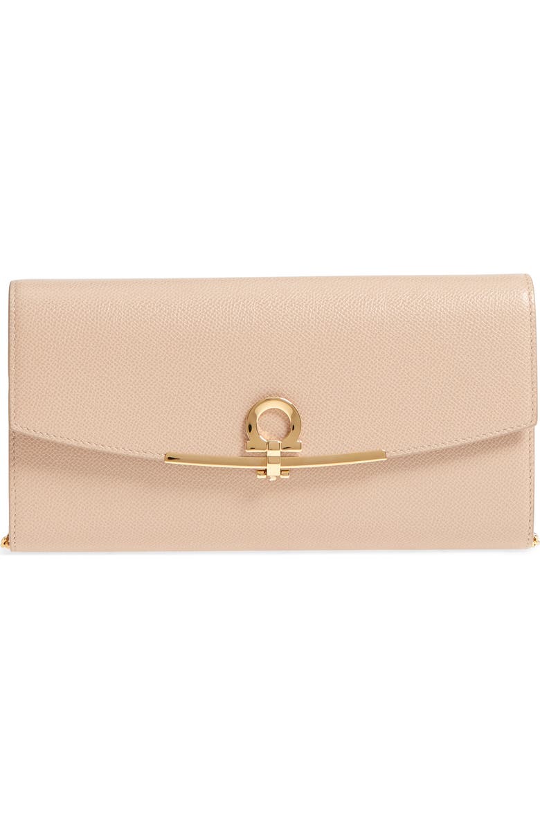 FERRAGAMO Salvatore Ferragamo Icona Leather Clutch, Main, color,