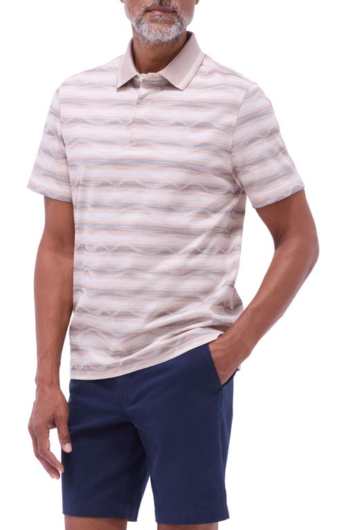 Bugatchi Wavy Stripe Cotton Polo In Sand