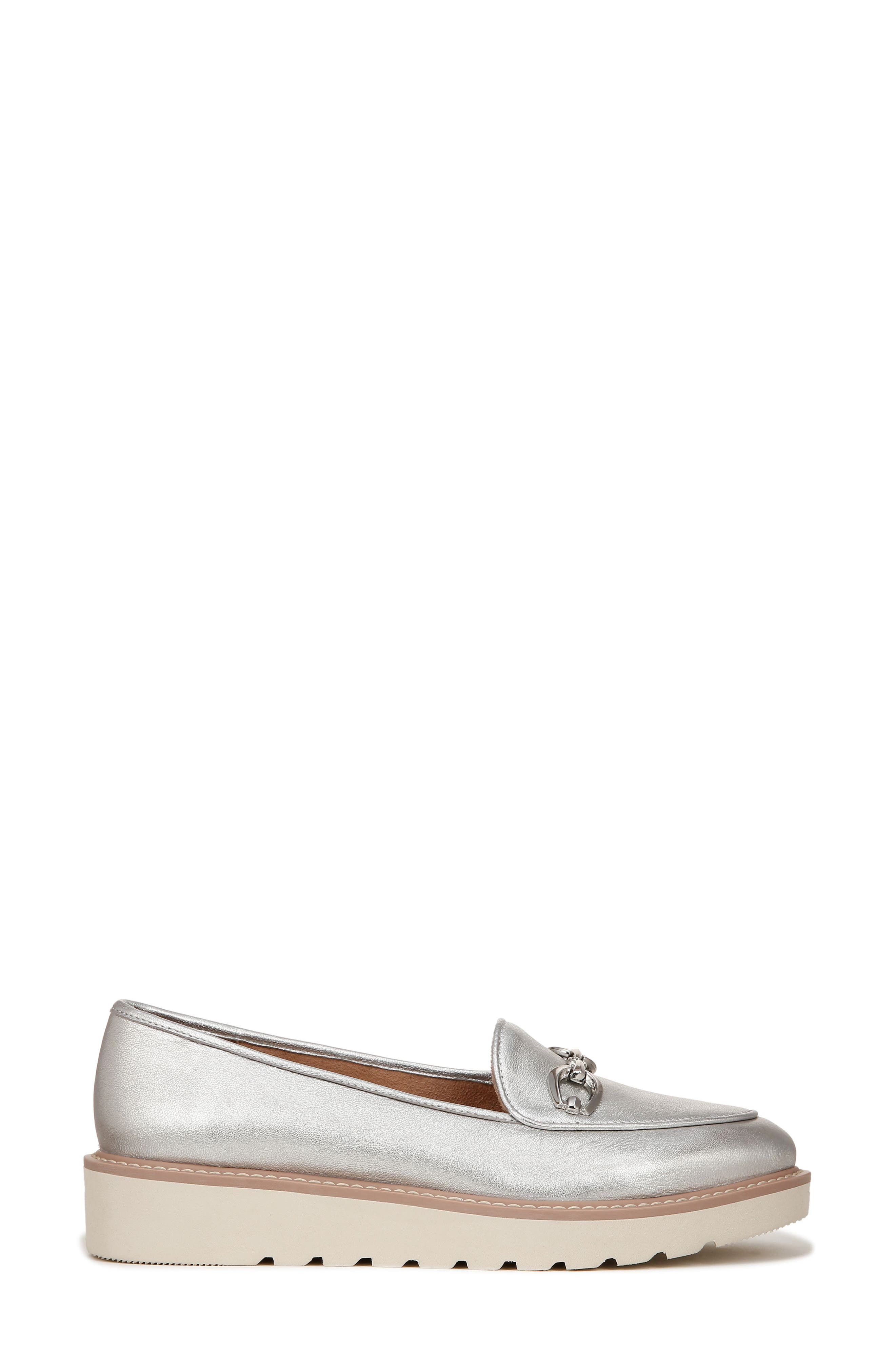 Naturalizer Adiline Bit Platform Loafer, Alternate, color, Silver Leather