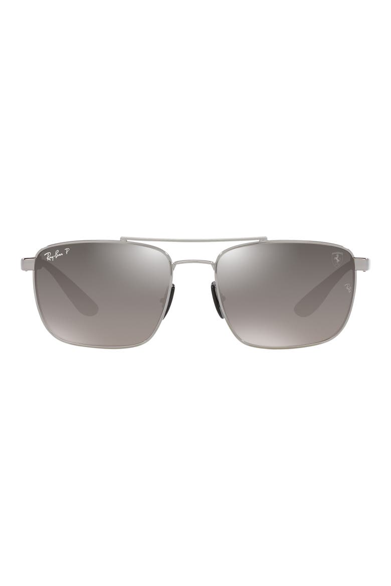 58mm Gradient Polarized Square Sunglasses, Main, color, GUNMETAL