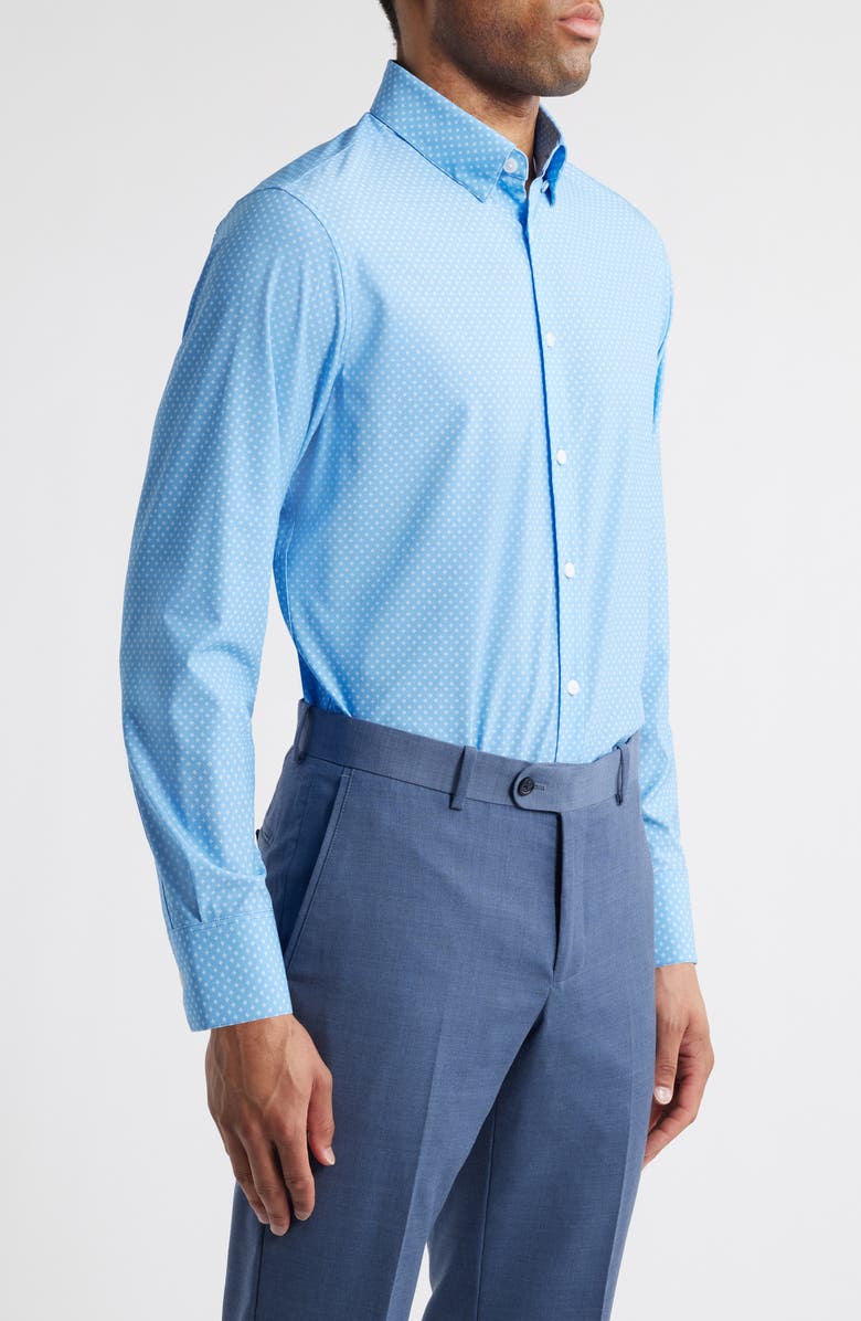 Mizzen+Main Leeward Trim Fit Neat Star Print Button-Up Shirt, Alternate, color, Provence Star