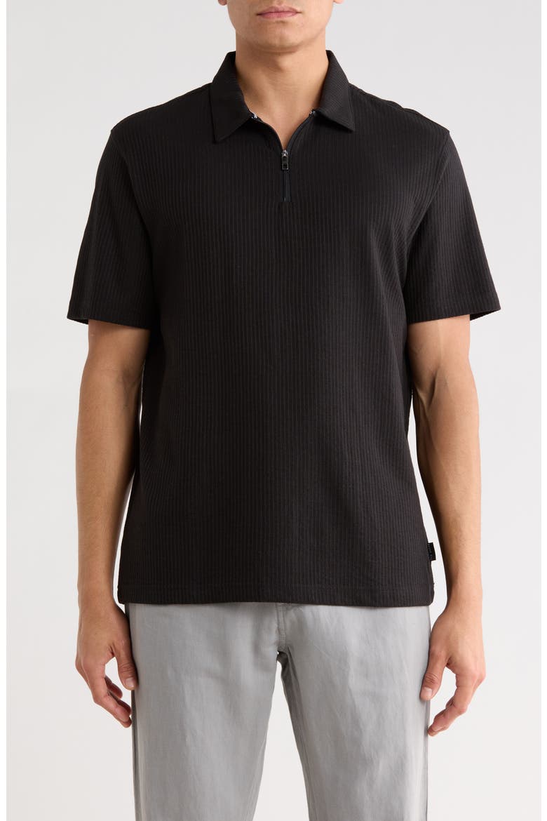 Quarter Zip Knit Polo, Main, color, BLACK BEAUTY